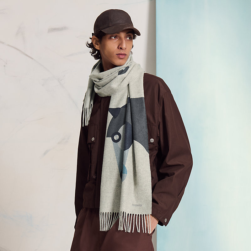 カシミヤマフラー 《テオレム・デキタゴール》 - グレー | Hermès